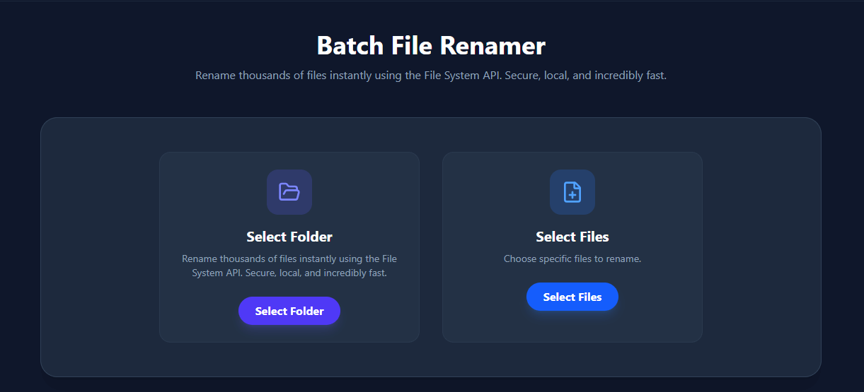 Screenshot: Batch Renamer File Selection Buttons